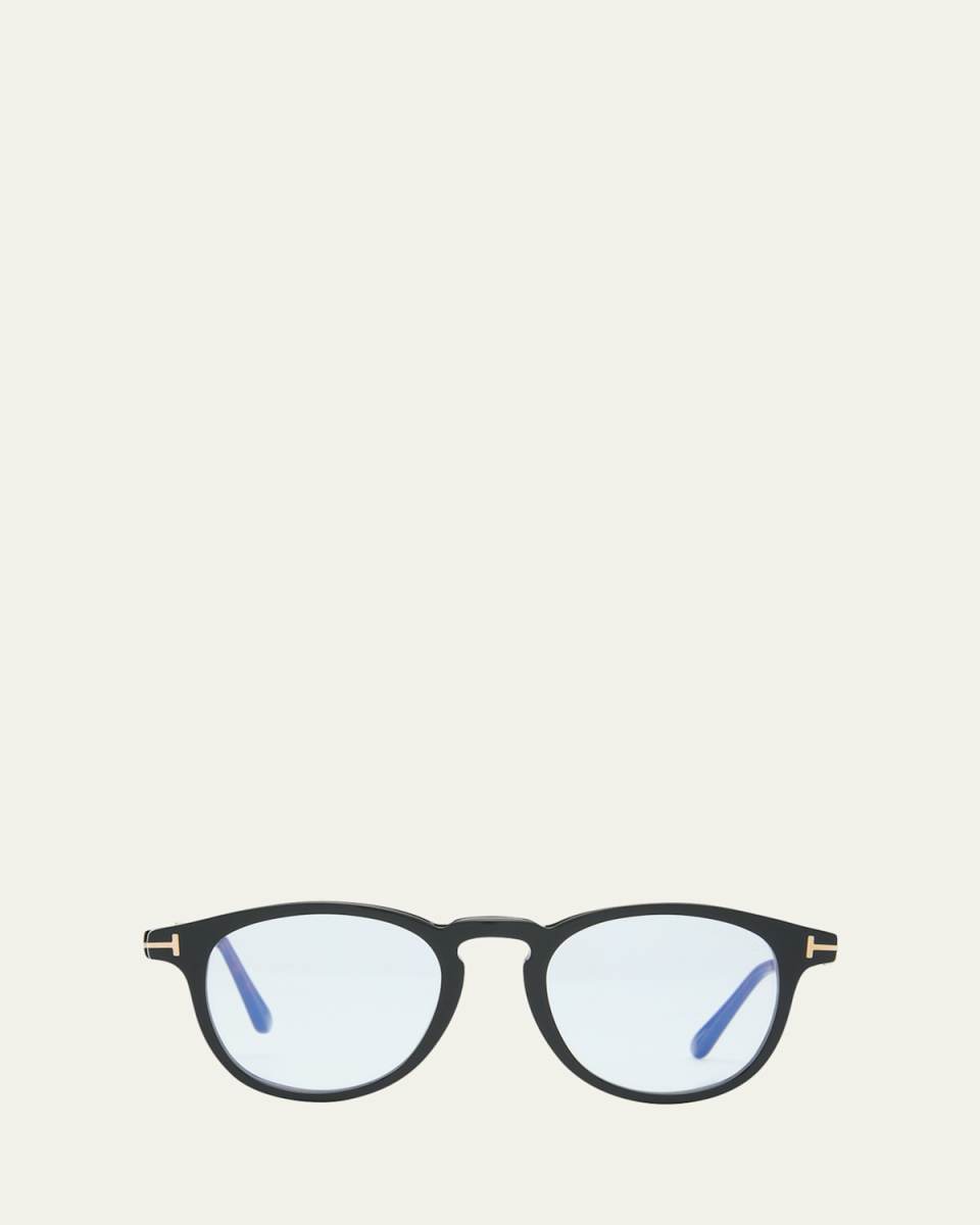 Blue Blocking Two-Tone Acetate Round Glasses